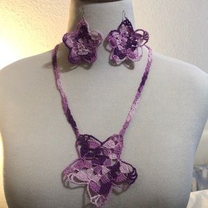 New Crochet Necklace & Earring Set handmade